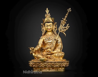 Handmade Yeshe Tsogyal & Mandarva Statue From Nepal | Gold Gilded
