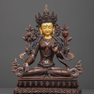 Statua di Tara Bianca nepalese / Bodhisattva Vajrayana fatto a mano