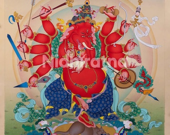ガネーシャ・タンカ版画 | 神聖なヒンドゥー教の神々のアートワーク