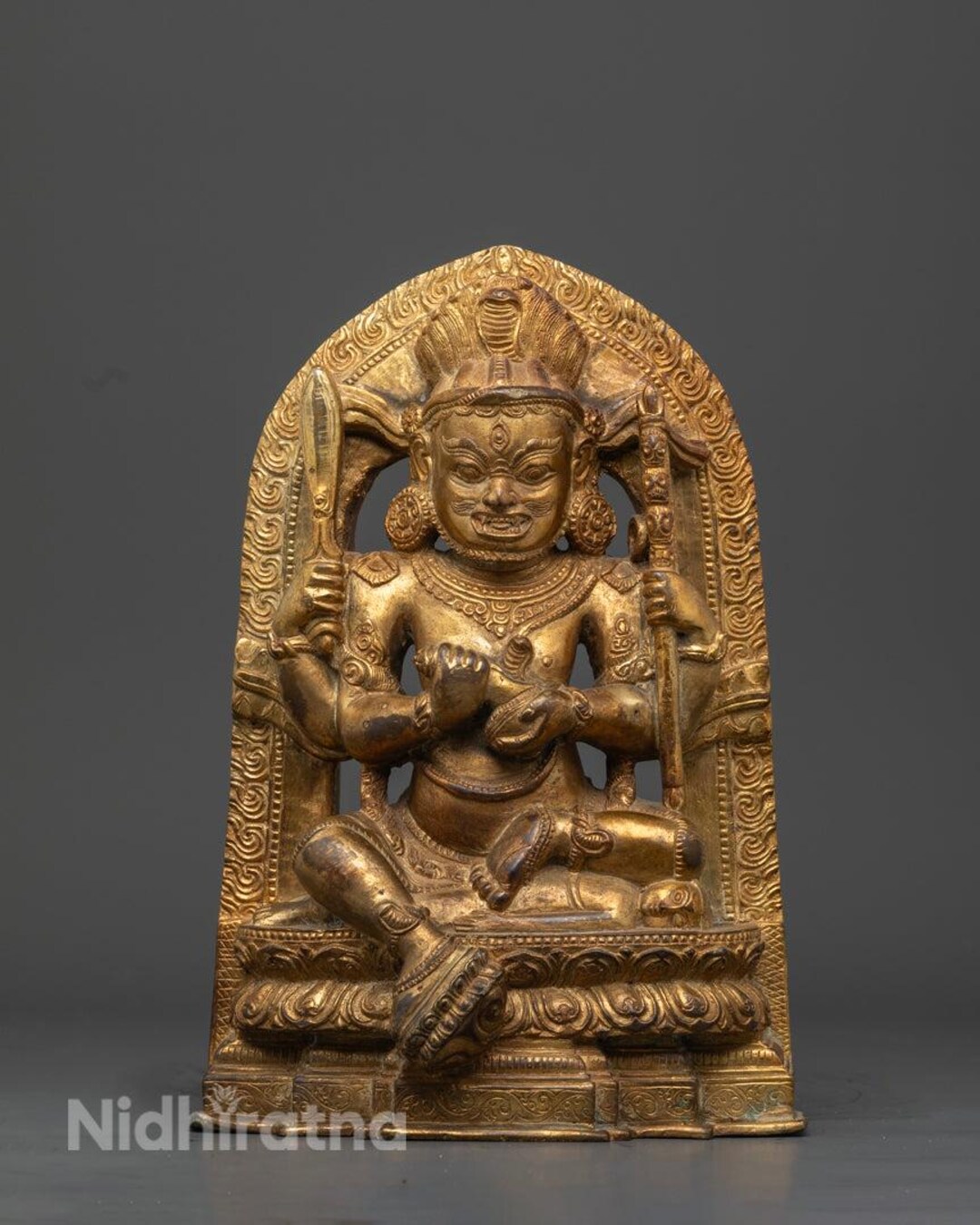 Chaturbhuja Mahakala Statue Exquisite Handcrafted Sculpture for