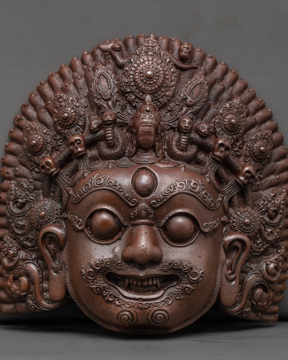 Fierce Mask of Bhairav | Sacred Himalayan Protector Mask for Altar