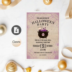 Halloween party Kids and adults e-invite template, Birthday Text Message Invitation, Downloadable, Printable Canva Template