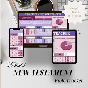 New Testament Bible Tracker Google Sheet, Bible Journal Tracker, Bible Reading Plan, Digital Bible Plan