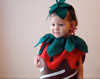 Baby Halloween Costume Chocolate Dipped Strawberry Berry Candy Costume Infant Toddler Newborn Adorable Costume Kids Costume Girl Costume