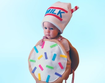 Baby Costume Cookie Costume Kids Costume Childrens Costume Cookie Halloween Costume Sugar Cookie with Sprinkles and Milk Hat