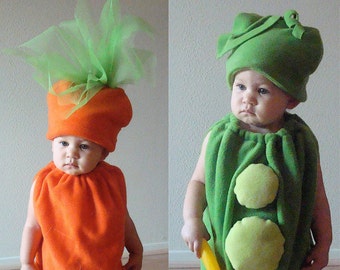 Kids Twin Halloween Costumes Peas and Carrots Boys Costumes Twin Costumes Sibling Costume Comfortable Costume Dress Up Photo Prop Purim