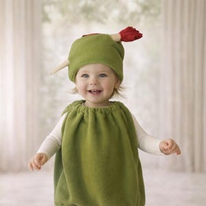 olive green infant dress Charming Cotton Dress with Olive Green Leaves – MulMulBaby main image 0