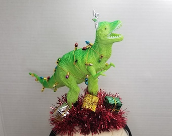 Ugly Christmas Dinosaur Headband Tacky Christmas Funny Christmas Xmas Ugly Sweater Contest Christmas Tree Christmas Lights Holiday Headband