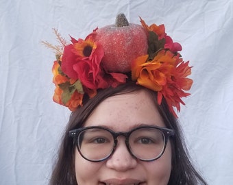 Pumpkin Headband Thanksgiving Hair Accessory Fall Harvest Autumn Headband Pumpkin Leaves Headband Fascinator