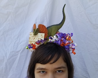 Matzosaurus Headband Passover Headband Jewish Foods Jewish Passover Hair Matza Matzah Matzoh Bread Grapes WIne Passover Matzoh Dinosaur Hair