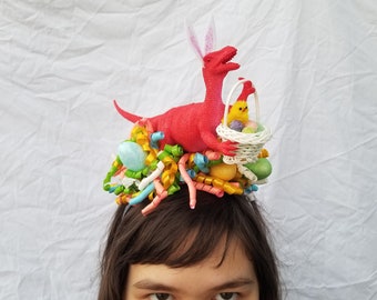 Easter Dinosaur Headband Dinosaur Easter Egg Hunt Easter Basket Spring Headband Easter Headband Fun Headband Easter Fascinator