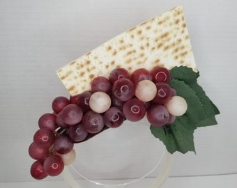 Matzo Headband Passover Headband Jewish Foods Jewish Passover Hair Matza Matzah Matzoh Bread Grapes WIne Passover Matza and Grapes Accessory