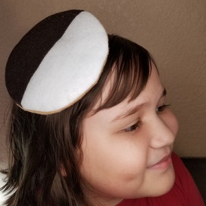 Black and White Cookie Headband Purim Costume Jewish Hair Accessory Costume Accessory Passover Hanukkah Party Costume Hair Clip Barrette Pin image 1