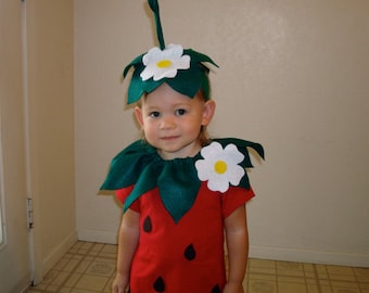 Kids DIY Strawberry  Do It Yourself Kids Costume  Halloween Costume  Strawberry Costume