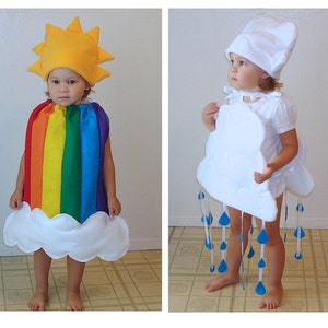 Baby Rainbow and Cloud Costumes Halloween Twin Costume Couples Infant Toddler Purim Photo Prop Carnival Fancy Dress Rainbow Costume Group image 1