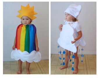 Kids Rainbow Cloud Costumes Halloween Twin Set Group Couple Twin Costume Purim Halloween Dress Up Sun Teen Twin Costumes for Kids