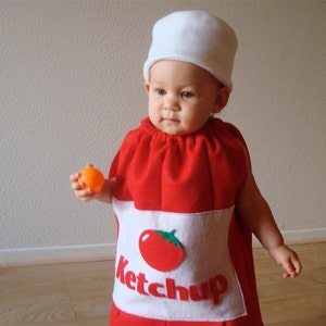 Baby Costume Ketchup Costume Halloween Costume Toddler Infant Newborn Costume Boy Costume Sibling Costume Fast Food Costume Condiment Funny image 1