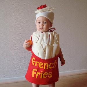 Baby French Fry Costume Halloween Costume Infant Kids Toddler Costume Boys Girls Food Costume French Fries Ketchup Dress Up Cosplay Carnival