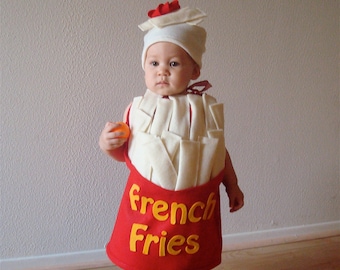 Baby French Fry Costume Halloween Costume Infant Kids Toddler Costume Boys Girls Food Costume French Fries Ketchup Dress Up Cosplay Carnival