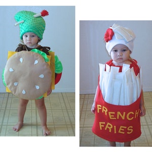 Twin Kids Halloween Costumes: Hamburger & Fries Sibling Set