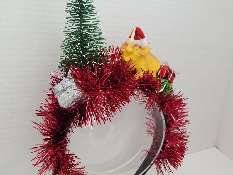 Dinosaur Christmas Headband Tacky Christmas Ugly Christmas Party Ugly Xmas Accessory Christmas Funny Headband Ugly Tacky Tyrannosaurus Rex image 5