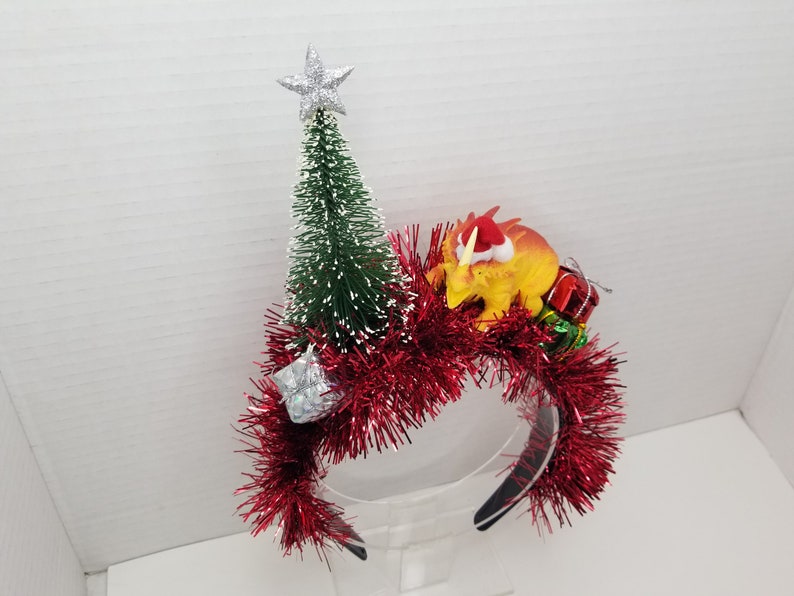 Dinosaur Christmas Headband Tacky Christmas Ugly Christmas Party Ugly Xmas Accessory Christmas Funny Headband Ugly Tacky Tyrannosaurus Rex image 2