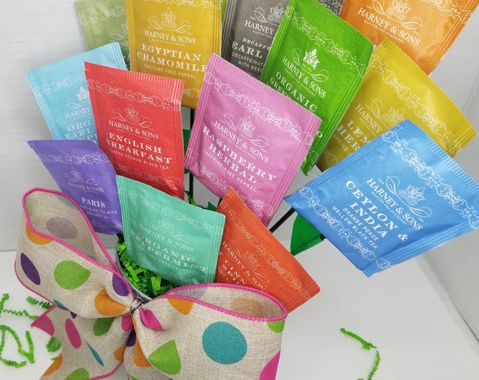 Tea Sampler Gift Set, Tea Lovers GIft, Tea Bag Bouquet, Tea Gift Set, Mothers Day Gift, Graduation Gift, Birthday Gift, Gift for Woman BDay