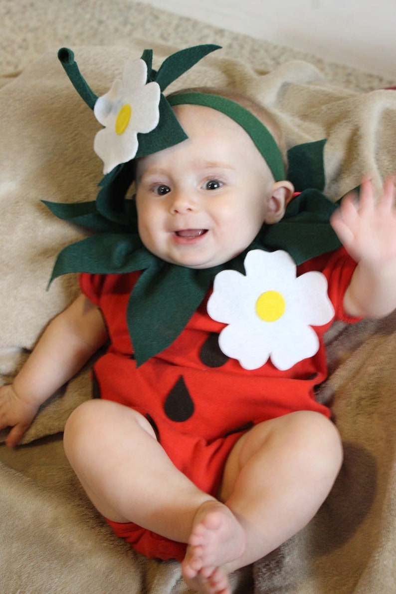 Baby DIY Strawberry Do It Yourself Baby Costume Halloween Costume Strawberry Costume image 1