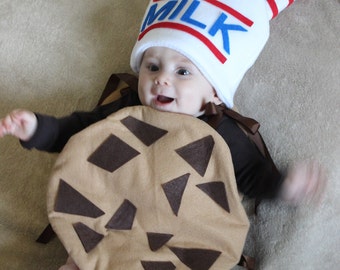 Baby Costume Cookie Costume Chocolate Chunk Milk Carton Hat Cookies and Milk Infant Costume Toddler Costume Baby Boy Costume Toddler Boy