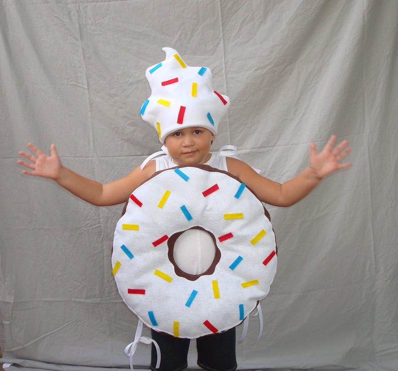 Kids Doughnut Costume Donut Costume Icing Sprinkles Girls Costume Boys Costume Food Costume Breakfast Toddler Baby Infant Adult Teen Dunkin