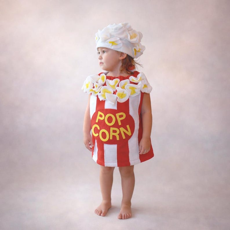 Baby Popcorn Costume | Sensory Friendly Felt Outfit with Fleece Hat image 2