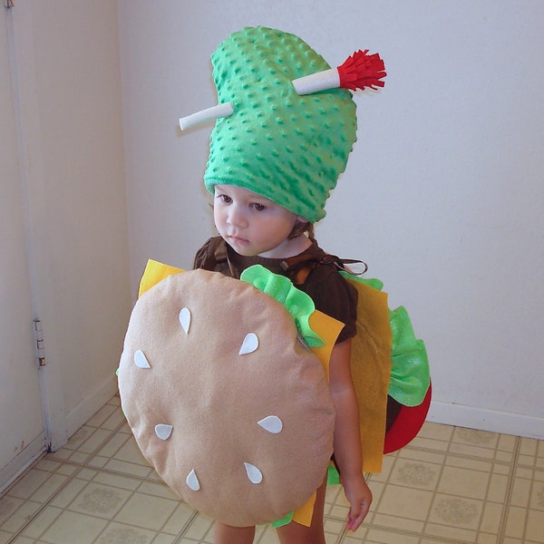 Déguisement pour enfants Déguisement d'Halloween Cheeseburger Hamburger Costume de hamburger Fast-Food Pickle Cheese Laitue Tomate Déguisement pour garçon Déguisement pour tout-petit