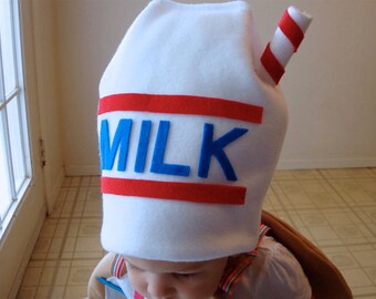 MIlk Carton Costume Hat ONLY  Halloween Purim Mens Womens Babies Toddlers Kids Teens