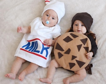 Twin Baby Halloween Costumes: Milk and Cookie Set