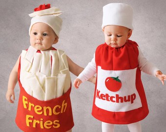 Baby French Fry and Ketchup Costumes for Halloween Twin Groups