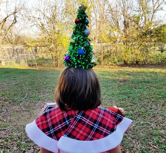 Plaid Ugly Christmas Sweater Cape Tree 