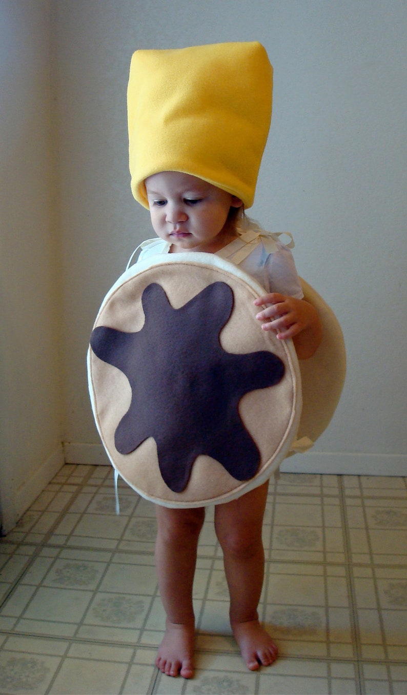 Kids Costume Childrens Costume Pancake Halloween Costume Pancakes with Syrup and Butter Carnaval Carnival Karneval Purim Fancy Dress zdjęcie 4