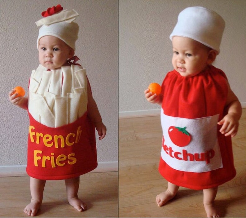 Baby Costume Ketchup Costume Halloween Costume Toddler Infant Newborn Costume Boy Costume Sibling Costume Fast Food Costume Condiment Funny image 7