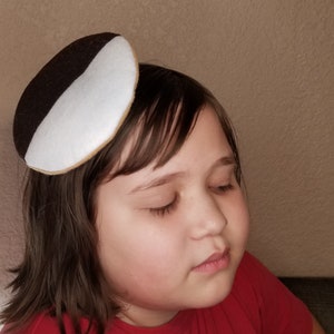 Black and White Cookie Headband Purim Costume Jewish Hair Accessory Costume Accessory Passover Hanukkah Party Costume Hair Clip Barrette Pin image 2