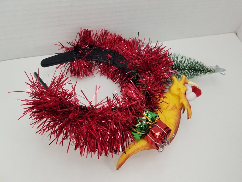 Dinosaur Christmas Headband Tacky Christmas Ugly Christmas Party Ugly Xmas Accessory Christmas Funny Headband Ugly Tacky Tyrannosaurus Rex image 3