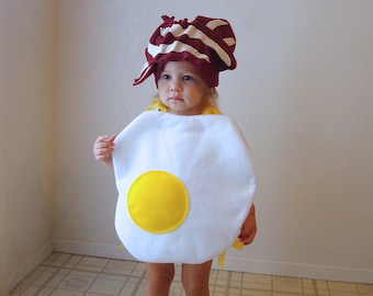 Kids Costume Childrens Costume Halloween Costume Egg Bacon Boy Girl Food Breakfast Costume Toddler Baby Costume Kids Over Easy Funny Costume