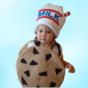 Kids Costume Childrens Costume Cookie Costume Halloween Costume Chocolate Chunk Cookie with Milk Hat Milk Carton Cookies and Milk Food Cute