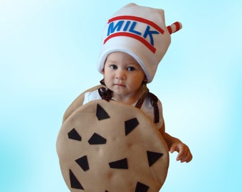 Kids Costume Childrens Costume Cookie Costume Halloween Costume Chocolate Chunk Cookie with Milk Hat Milk Carton Cookies and Milk Food Cute
