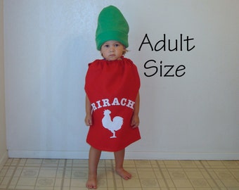 Adult Sriracha Costume Teen Halloween Costume Food Carnaval Carnival Karneval Purim Fancy Dress