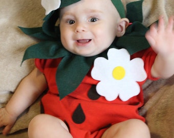 Baby DIY Strawberry  Do It Yourself Baby Costume  Halloween Costume  Strawberry Costume