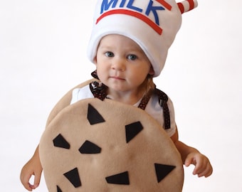 Kids Cookie Costume with Milk Carton Hat: Halloween Food Outfit