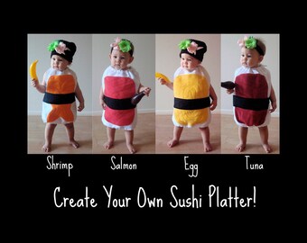 Kids Sushi Costume Halloween Childrens Costume For Boys Shrimp Sushi Halloween Costume For Girls Nigiri Sushi Costume Adaptive Costume