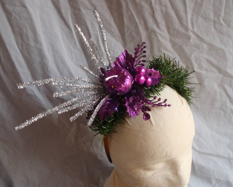 Ugly Christmas Headband Purple Tacky Foliage Ornaments Etsy