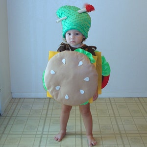 Baby Costume Cheeseburger Hamburger Halloween Costume Dress Up Photo Prop Boy Costume Pickle Costume Newborn Infant Toddler Fast Food Cheese