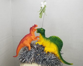 Dinosaur Mistletoe Kissing Dinosaur Christmas Headband Tacky Christmas Ugly Christmas Party Ugly Xmas Accessory Christmas Funny Headband